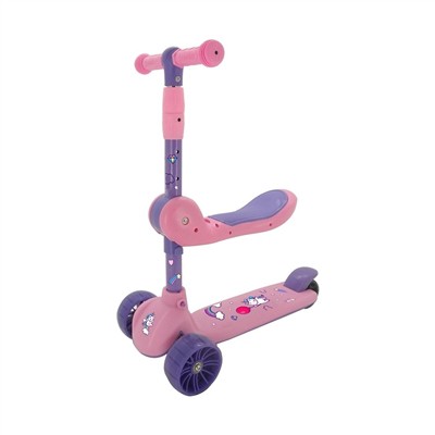 Patinete Infantil 2 Em 1 - Com Assento e Luz Led - Rosa - 7775 - Zippy Toys