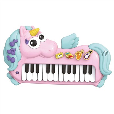 Piano Teclado Educativo Musical Animal Rosa Braskit 6408