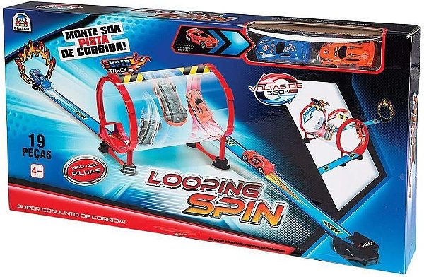 Pista Looping Spin - Dupla Carrinhos Fricção - 0401 - Braskit