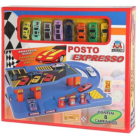 Posto Expresso - 8 Carrinhos de Metal  7504 - Braskit