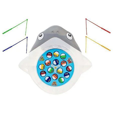 Brinquedo Jogo De Pesca Tubarão Pega Peixe Colorido Elétrico