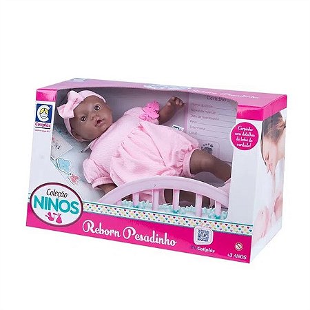 Boneca Bebê Negra Coleção Ninos Reborn - Cotiplas