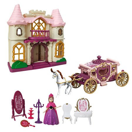 Castelo Sonho de Princesa com acessórios e carruagem - DMT6299 - Dm Toys