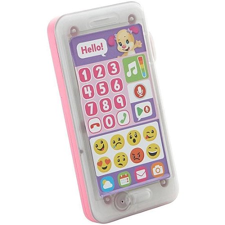 Fisher-Price Telefone Emojis Cachorrinho Rosa 15 cm - FHJ20- Mattel