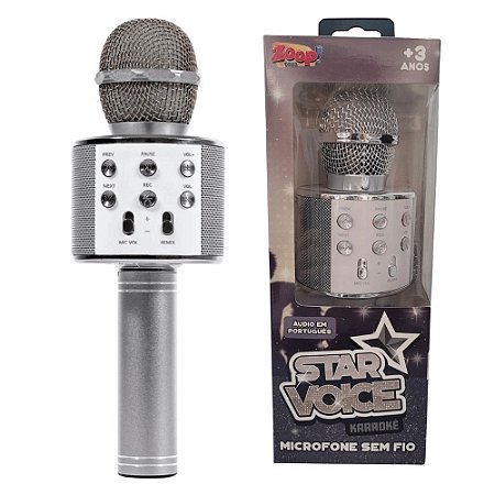 Microfone Infantil Star Voice Bluetooth  - Prata - ZP00994 - Zoop Toys