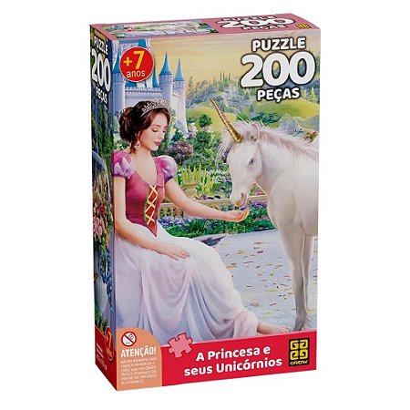 Quebra Cabeça 200 Peças - A Princesa E Seus Unicórnios - 4243 - Grow