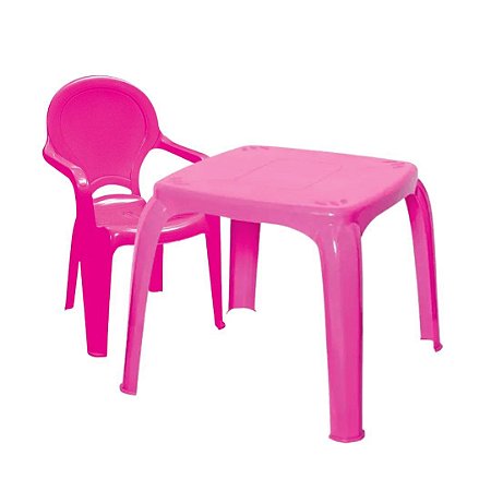 Conjunto Cadeira e Mesinha Infantil Lisa - Rosa - 50/151 - Usual Utili -  Real Brinquedos