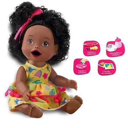 Boneca My Little - Primeira Papinha - Negra - 8107 -  DiverToys