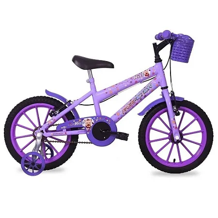 Bicicleta Infantil Aro 16 Free Action Kiss V-Brake Cestinha - Lilás - 056 - Status Bikes