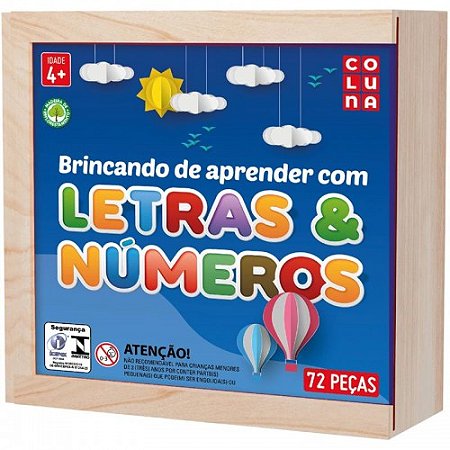 Jogo Didático Aprender com Letras e Números em Madeira - Coluna - 790698 - Pais e Filhos