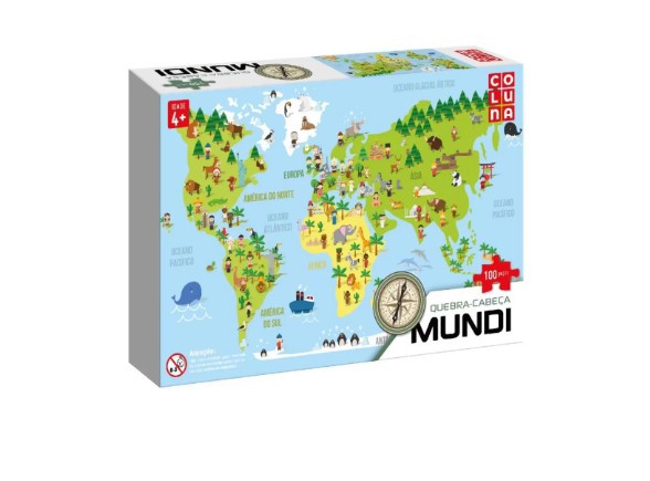 Quebra-cabeça cartonado Mundi 100 peças - Coluna - 791091 - Pais - Real  Brinquedos