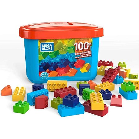 Caixa Blocos de Montar - 100 peças - Mega Blocks Júnior Builders - GJD21 - Mattel