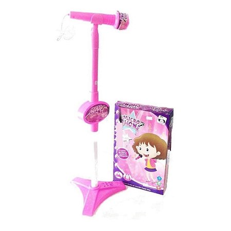 Microfone Infantil Com Pedestal - Rosa - PI3630 - Pica Pau - Real Brinquedos