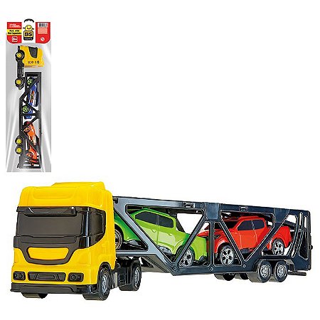 Caminhão Cegonha Miniatura + 2 Carrinhos - 486 - Bs Toys