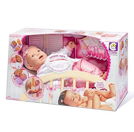 Boneca Bebê - 50cm - Ninos Reborn - Boca Aberta - Menino - Cotiplás - Ri  Happy