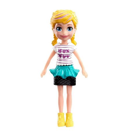 Boneca Polly Pocket Básica - Saia Preta e Azul - FWY19 - Mattel