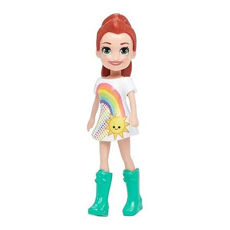 Boneca Polly Pocket Básica - Lila - Vestido Arco-íris - FWY19 - Mattel