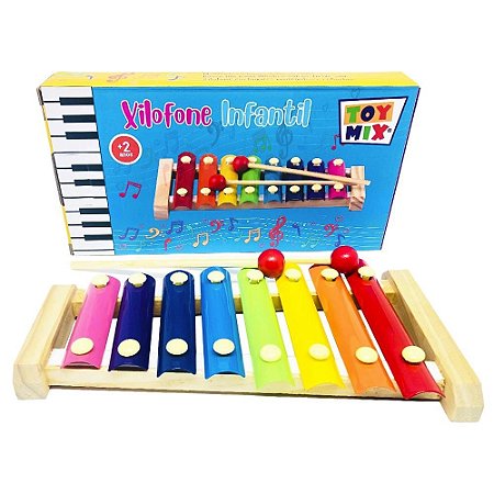 Xilofone Infantil -  Musical Com 8 Notas - Colorido - 3333499 - Toy Mix