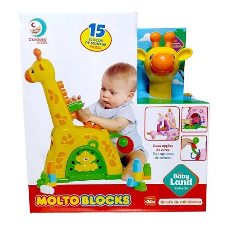 Blocos de Montar - Girafa de Atividades Amarela - Baby Land - 8016 - Cardoso