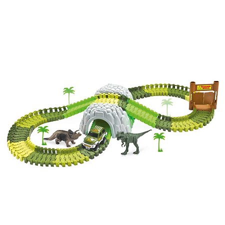 Pista Dinossauro Track Com Túnel e Acessórios - DMT6130 - Dm Toys