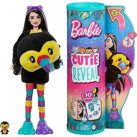 Boneca Barbie Cutie Reveal - Selva - Tucano - Com 10 Surpresas - HKP97 - Mattel