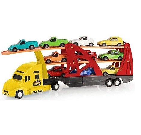 Caminhão Cegonha Transport com 2 carrinhos – DM Toys