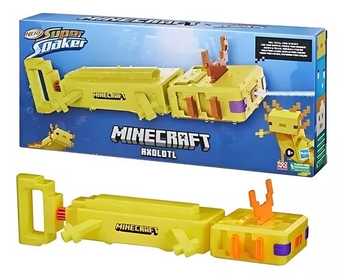 Lança Água Nerf Super Soaker Minecraft Axolote  F7601 - Hasbro