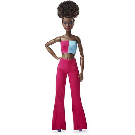 Boneca Barbie Negra Morena Roupa Conjunto Sapato Bolsa Top