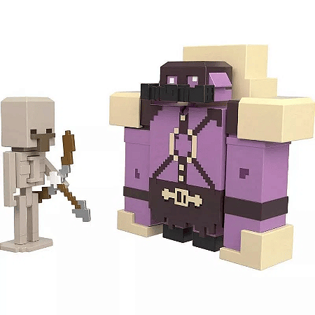 Minecraft - Figura Articulada - Pigmadillo vs Esqueleto - GYR98 - Matt -  Real Brinquedos