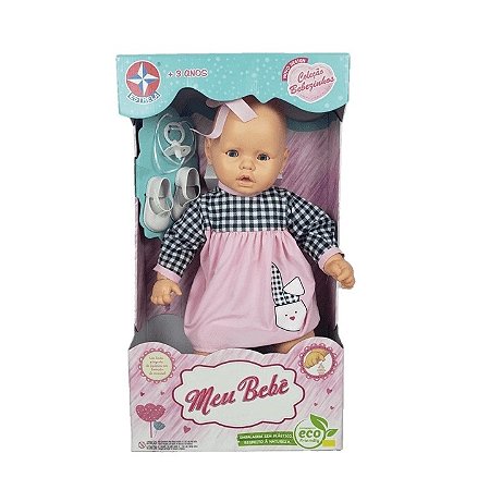 Boneca Meu Bebê - Vestido Xadrez e Rosa - 1001003000058 - Estrela
