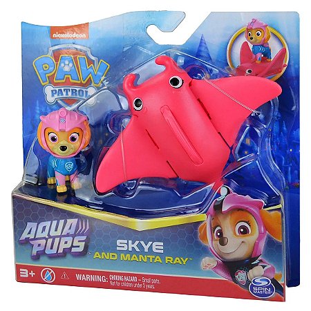Patrulha Canina - Boneca Skye com Raia Manta - Aqua Pups - 3474 Sunny