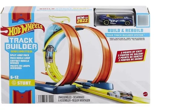 Pista Hot Wheels Track Builder  Loops Dividido - GLC87/HDX77 - Mattel