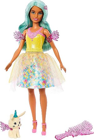 Boneca Barbie e Pet - Toque De Mágica - Cabelo Azul - HLC34 - Mattel