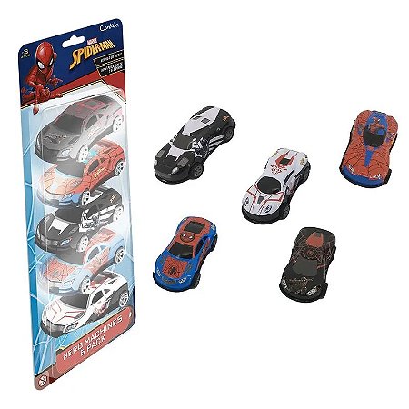 Mini Veiculos Pull Back C/ 5 Carrinhos - Homem Aranha - 4616 - Candide