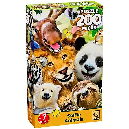Quebra Cabeça - Puzzle 200 Peças Selfie Animais - 4432 - Grow