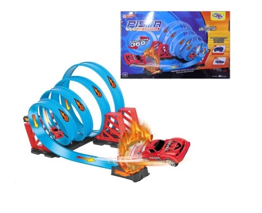 Pista Corrida Carrinho Brinquedo Infantil Looping 360 + 1 Moto