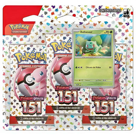 Cartas Pokémon EV3.5 Blister Triplo 151 - Bulbasaur - 33291 Copag
