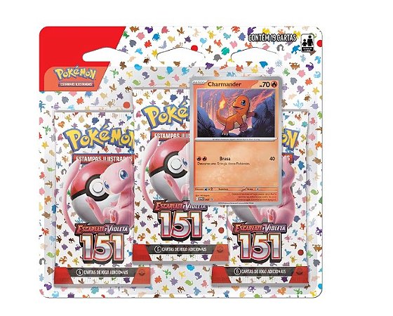Cartas Pokémon EV3.5 Blister Triplo 151 - Charmander - 33291 Copag