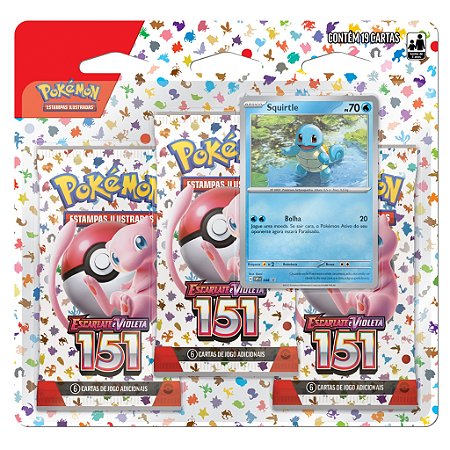 Cartas Pokémon EV3.5 Blister Triplo 151 - Squirtle - 33291 Copag - Real  Brinquedos