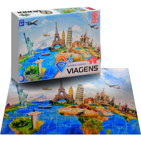 Brinquedo Jogo Quebra-Cabeça 100 Peças Tema Viagens - Compre Agora!