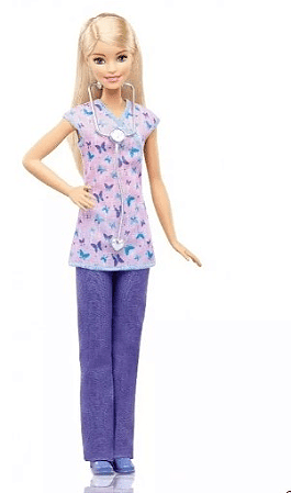Boneca Barbie Profissões Enfermeira Loira - Roxo  - DVF50 -  Mattel