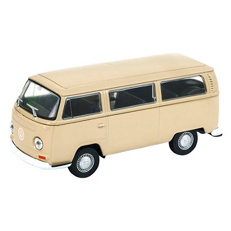 Carro Coleção 1:34-39 Clássicos Welly - 1972 Volkwagen Bus T2 Kombi Bege - DMC6513 - Dm Toys