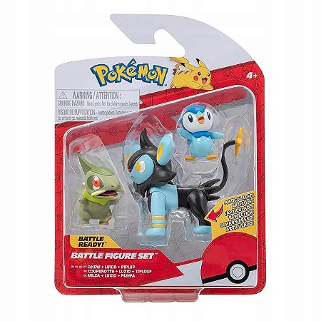 Pokémon Figuras de Ação - Axew, Luxio e Piplup - 2603 - Sunny