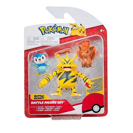 Pokémon Figuras de Ação - Piplup, Electabuzz  e Vulpix - 2603 - Sunny