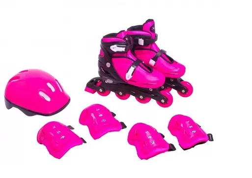 Kit Rollers Radical Ajustável - C/ Acessórios - Rosa - Tam. 37-40 G - 3653 - Bel Sport