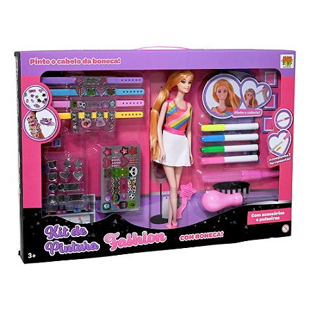Kit De Pintura Fashion C/ Boneca e Acessórios - DMT6610 - Dm Toys