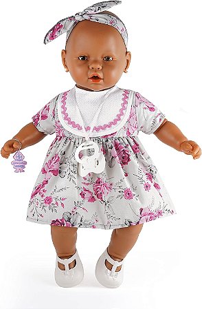 Boneca Nenezinho Negro Vestido Rosa 44 cm - 3000053 -Estrela