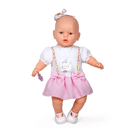 Boneca Nenezinho Vestido Rosa e Branco 44 cm - 3000056 Estrela