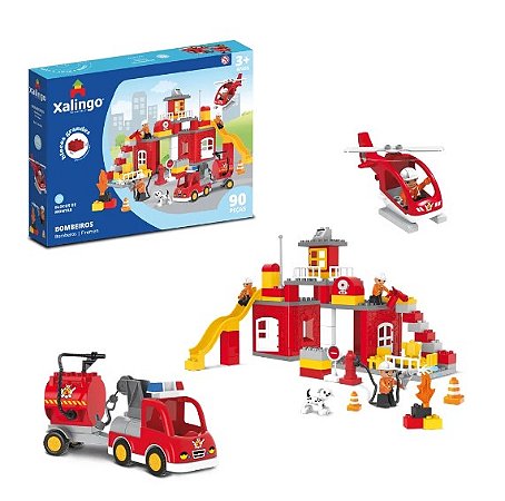 Bloco de Montar Grande Bombeiros 90 Peças - 68298  Xalingo