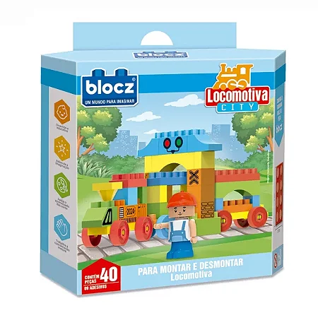 Kit Blocos + Boneco Maquinista 40 peças - 8325 - Zuca Toys